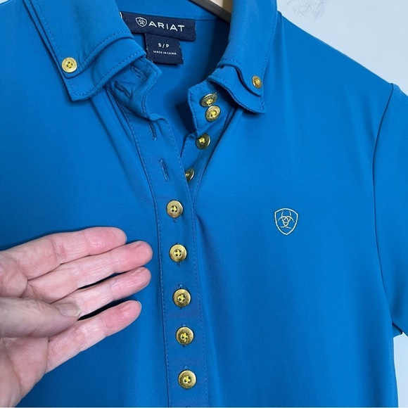 Ariat Ladies Talent Show Blue Polo Shirt equestrian horse - Picture 4 of 10